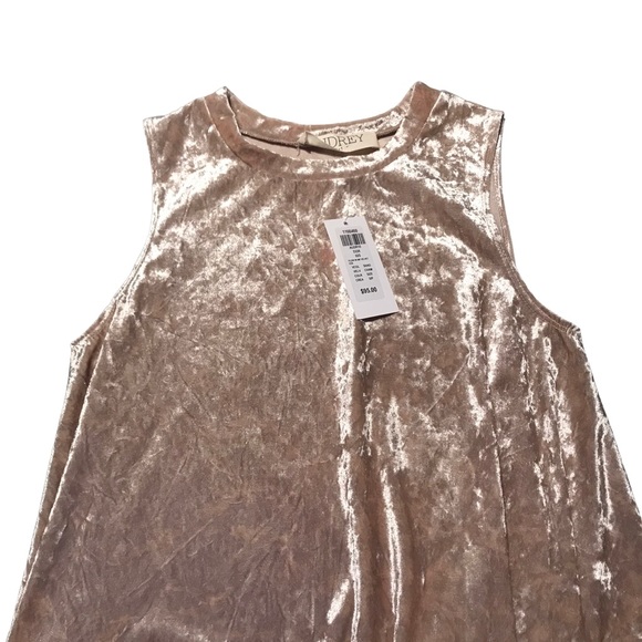 NWT Honey Audrey 3+1 Flow With Me Velvet Mini Dress in Champagne - Picture 1 of 7